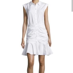 Veronica Beard Bell Ruched Cap Sleeve Button Front Mini Shirt Dress, Size 6